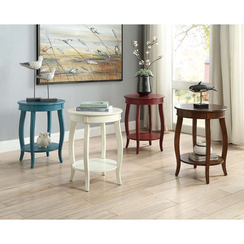 Aberta Round Accent Table, Antique White Finish Acme