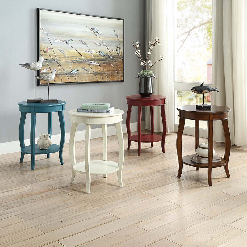 Aberta Round Accent Table, Red Finish Acme