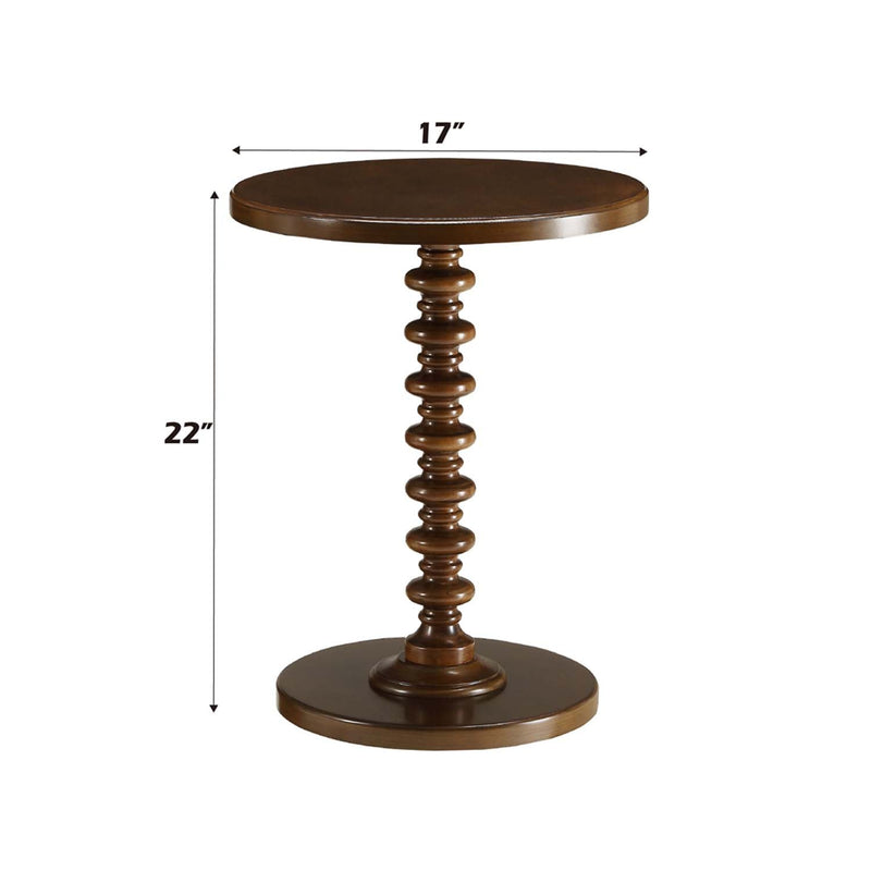 Acton Round Accent Table, Walnut Finish Acme