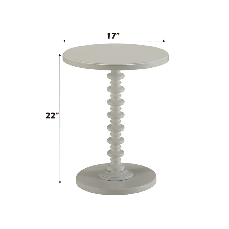 Acton Round Accent Table, White Finish Acme