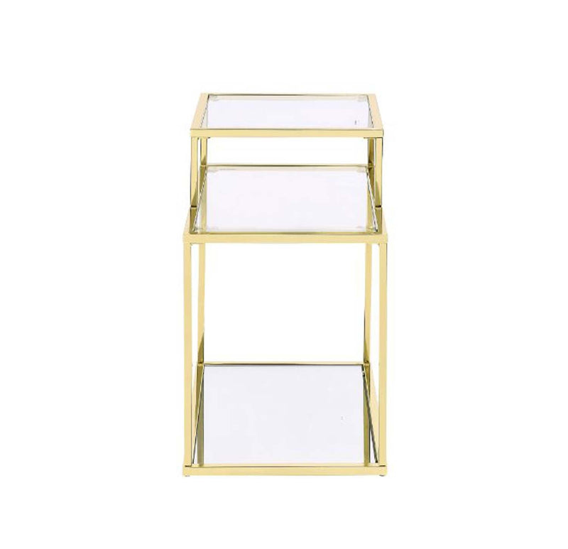 Uchenna Rectangular Accent Table, Clear Glass & Gold Finish Acme