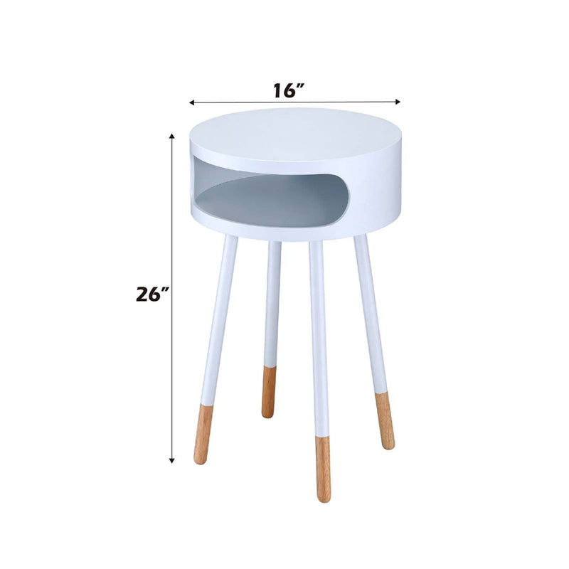 Sonria Round Accent Table, White & Natural Finish Acme