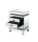 Lotus Mirrored Accent Table, Mirrored & Faux Ice Cube Crystals Acme