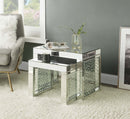 Nysa Mirrored Accent Table, Mirrored & Faux Crystals Inlay Acme