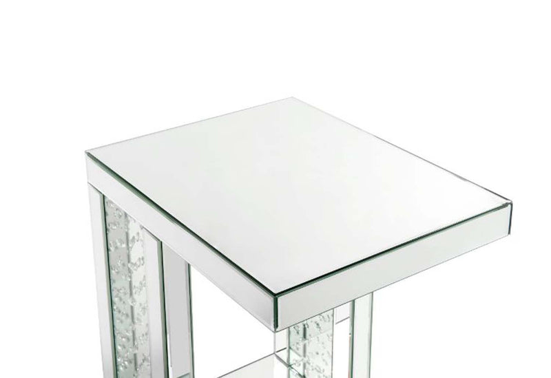 Nysa Mirrored Accent Table, Mirrored & Faux Crystals Inlay Acme