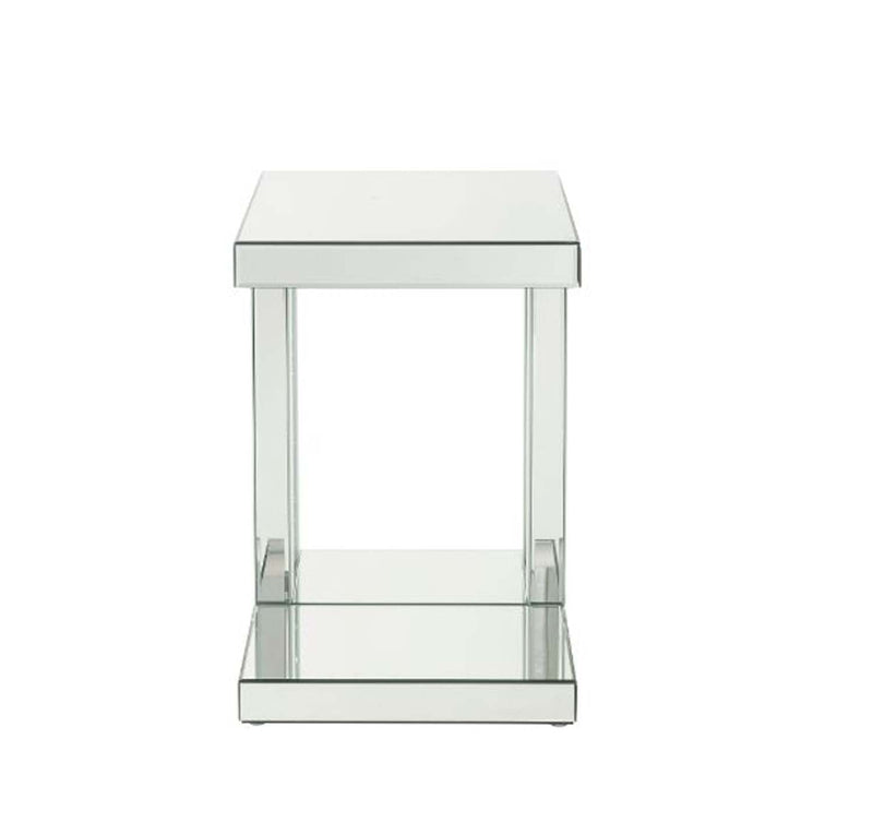 Nysa Mirrored Accent Table, Mirrored & Faux Crystals Inlay Acme
