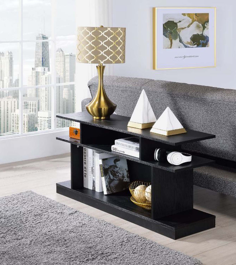 Sollix Multiple Storage Compartments Accent Table, Black Finish Acme