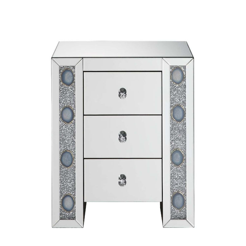 Sonia Rectangular Accent Table, Mirrored & Faux Agate Stone Finish Acme