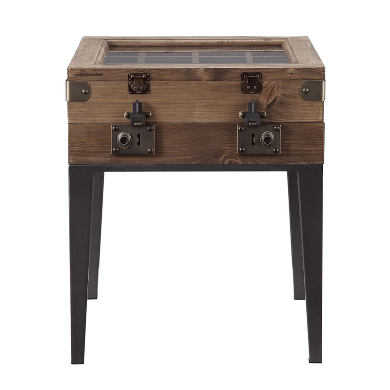 Kolin Square Accent Table, Rustic Oak & Matte Gray Finish Acme