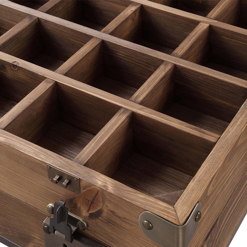 Kolin Square Accent Table, Rustic Oak & Matte Gray Finish Acme