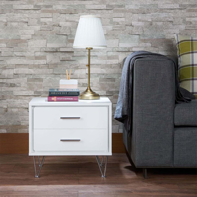 Deoss Rectangular Accent Table, White Finish Acme