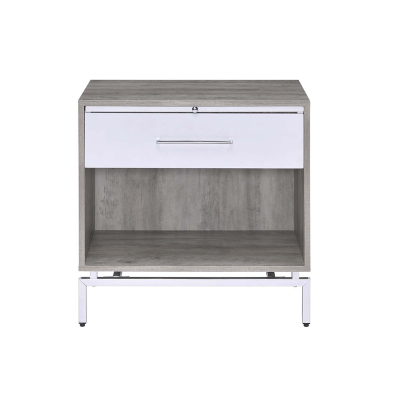 Cistus Rectangular Accent Table, Weathered Gray Oak & White Finish Acme