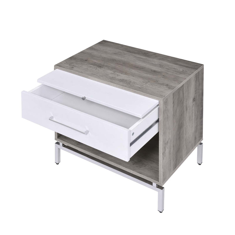 Cistus Rectangular Accent Table, Weathered Gray Oak & White Finish Acme