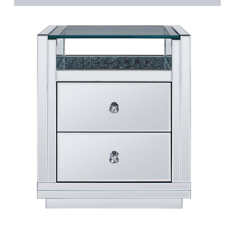 Nysa Rectangular Accent Table, Mirrored & Faux Crystals Acme