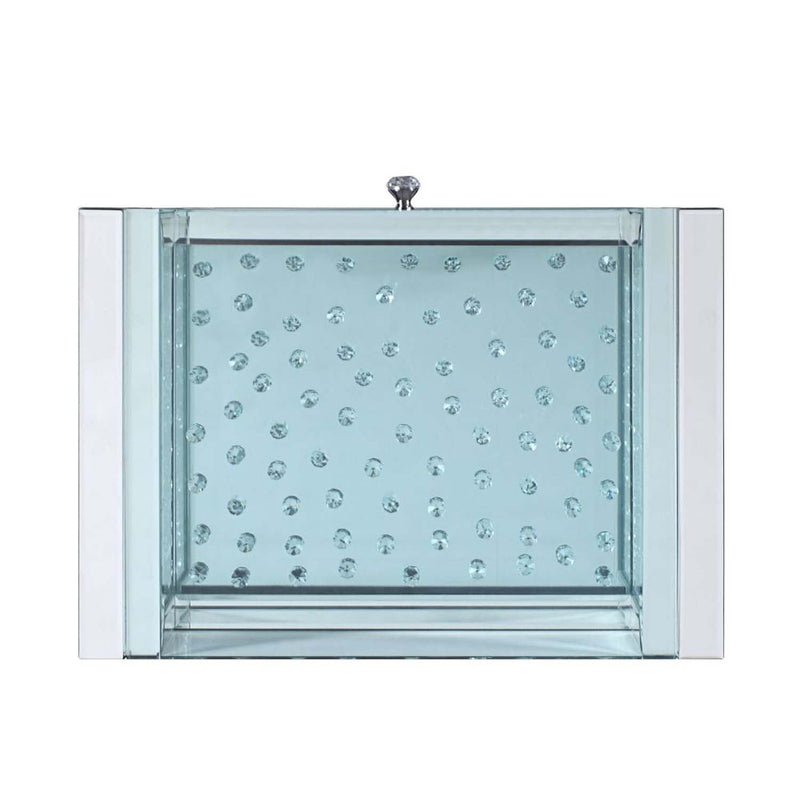 Nysa Rectangular Accent Table, Mirrored & Faux Crystals Acme