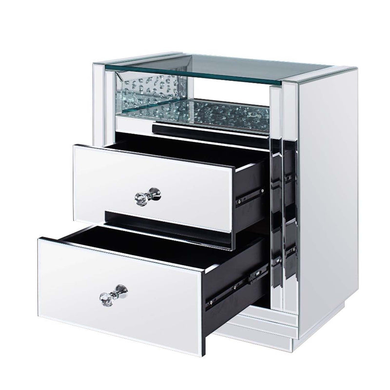 Nysa Rectangular Accent Table, Mirrored & Faux Crystals Acme