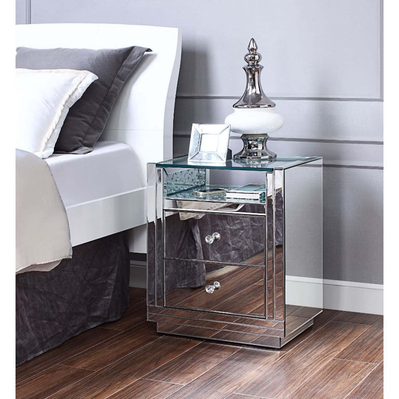 Nysa Rectangular Accent Table, Mirrored & Faux Crystals Acme