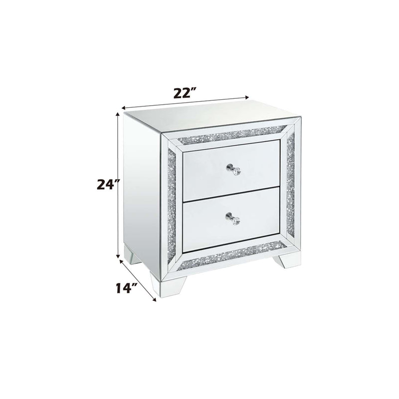 Noralie Rectangular Accent Table, Mirrored & Faux Diamonds Acme