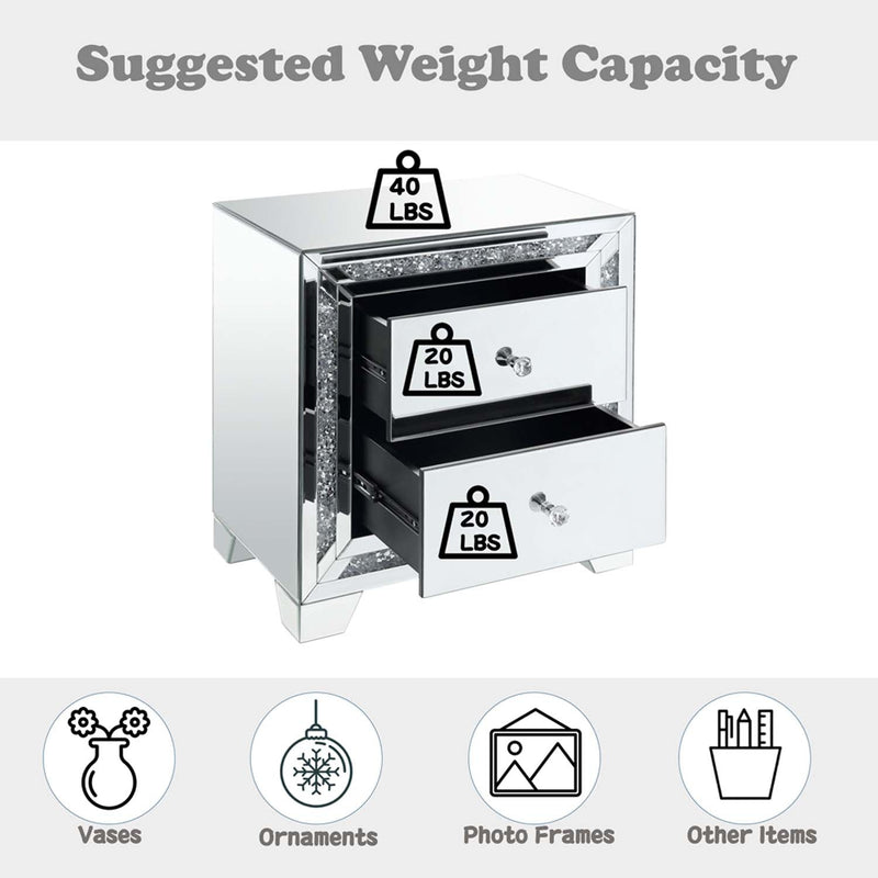 Noralie Rectangular Accent Table, Mirrored & Faux Diamonds Acme