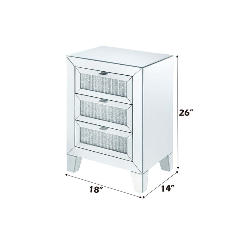 Noralie Rectangular Accent Table, Mirrored & Faux Diamonds Acme