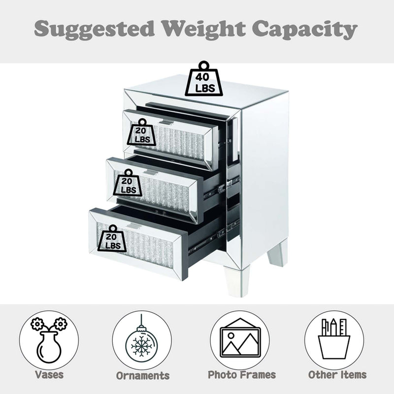 Noralie Rectangular Accent Table, Mirrored & Faux Diamonds Acme