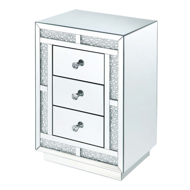 Mallika Rectangular Accent Table, Mirrored & Faux Crystals Acme