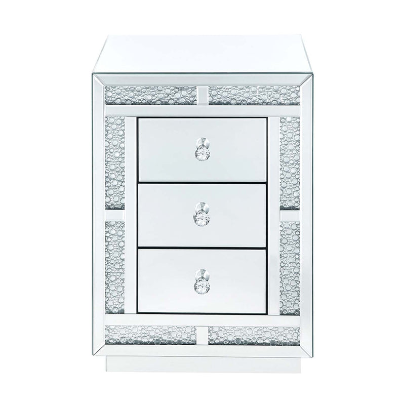 Mallika Rectangular Accent Table, Mirrored & Faux Crystals Acme