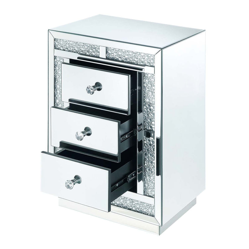 Mallika Rectangular Accent Table, Mirrored & Faux Crystals Acme