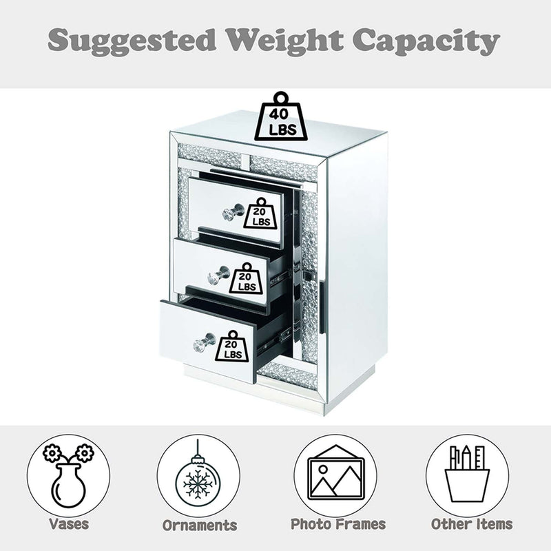 Mallika Rectangular Accent Table, Mirrored & Faux Crystals Acme