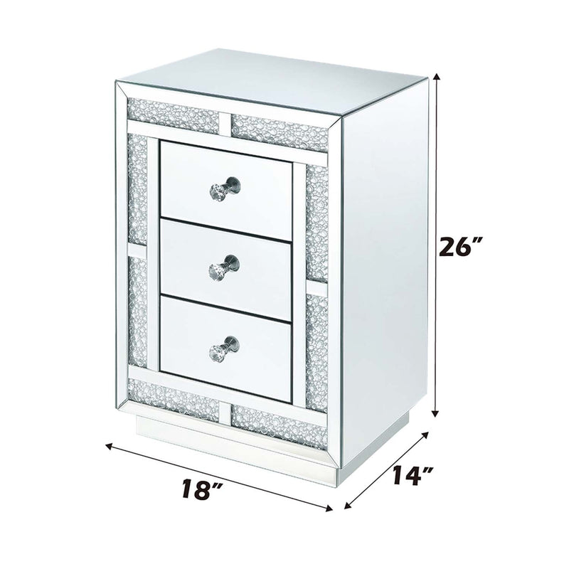 Mallika Rectangular Accent Table, Mirrored & Faux Crystals Acme