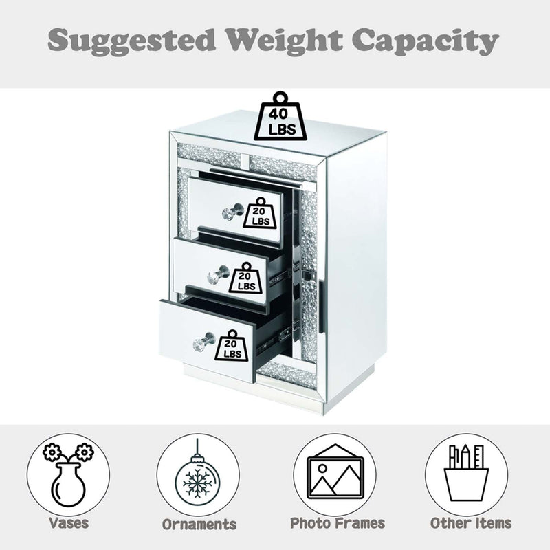 Mallika Rectangular Accent Table, Mirrored & Faux Crystals Acme