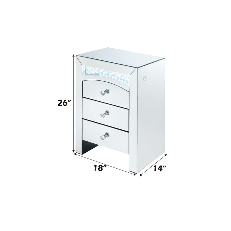 Nysa Rectangular Accent Table, Mirrored & Faux Crystals Acme