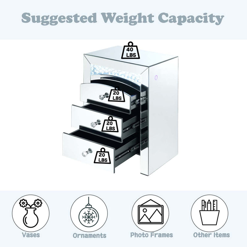 Nysa Rectangular Accent Table, Mirrored & Faux Crystals Acme