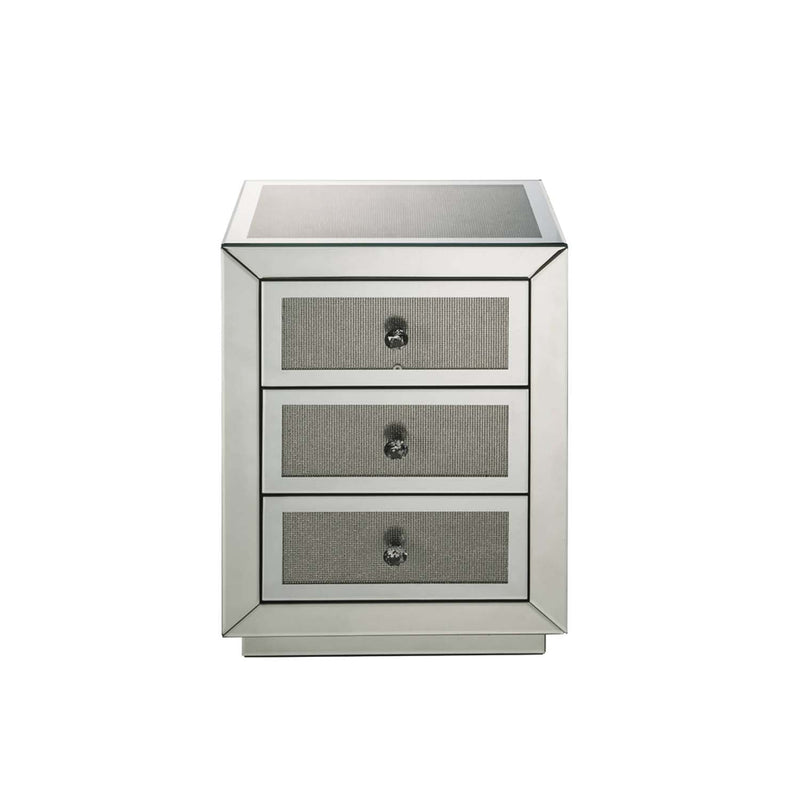 Noralie Rectangular Accent Table, Mirrored & Faux Diamonds Acme