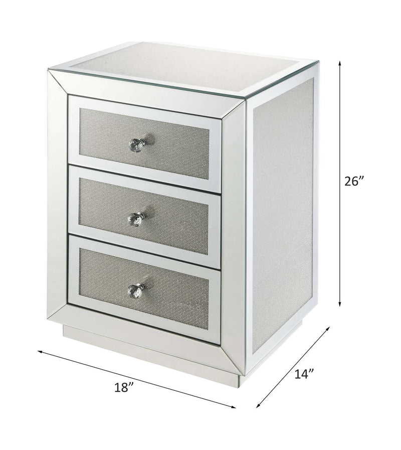 Noralie Rectangular Accent Table, Mirrored & Faux Diamonds Acme