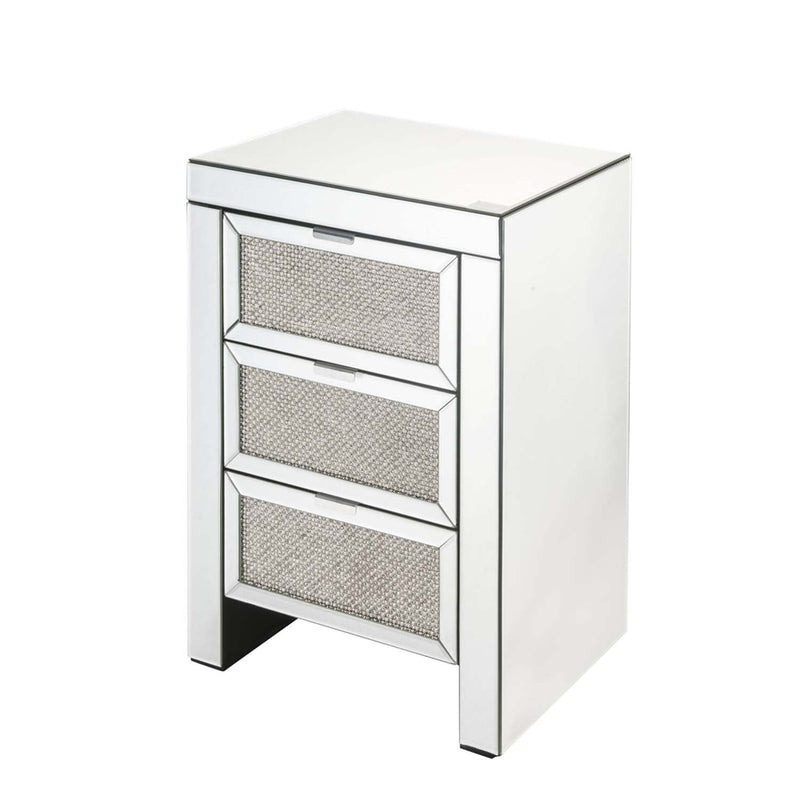 Noralie Rectangular Accent Table, Mirrored & Faux Diamonds Acme