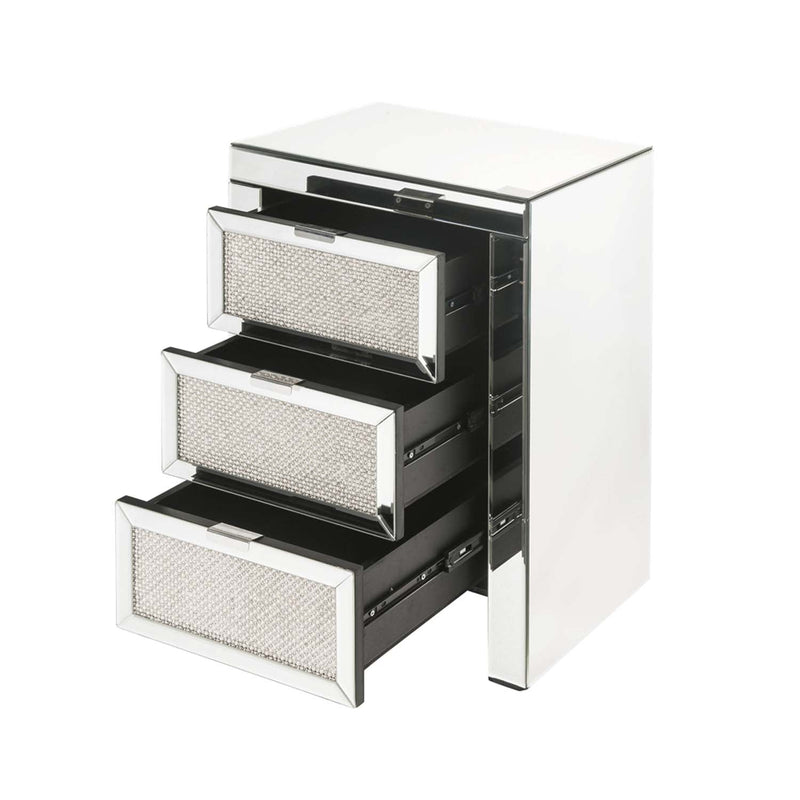 Noralie Rectangular Accent Table, Mirrored & Faux Diamonds Acme
