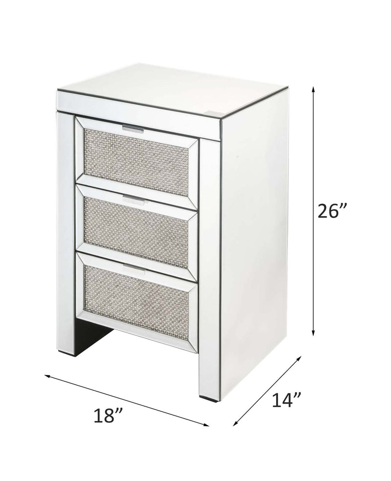 Noralie Rectangular Accent Table, Mirrored & Faux Diamonds Acme