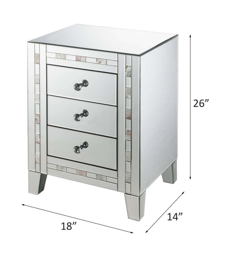 Nasa Rectangular Accent Table, Mirrored & Mother Pearl Finish Acme