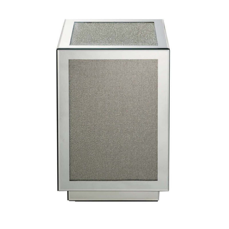 Noralie Square Accent Table, Mirrored, Faux Diamonds Acme