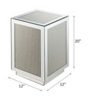 Noralie Square Accent Table, Mirrored, Faux Diamonds Acme