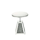 Noralie Round Accent Table, Mirrored & Faux Diamonds Acme