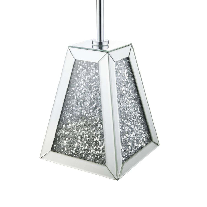 Noralie Round Accent Table, Mirrored & Faux Diamonds Acme