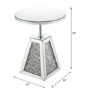 Noralie Round Accent Table, Mirrored & Faux Diamonds Acme