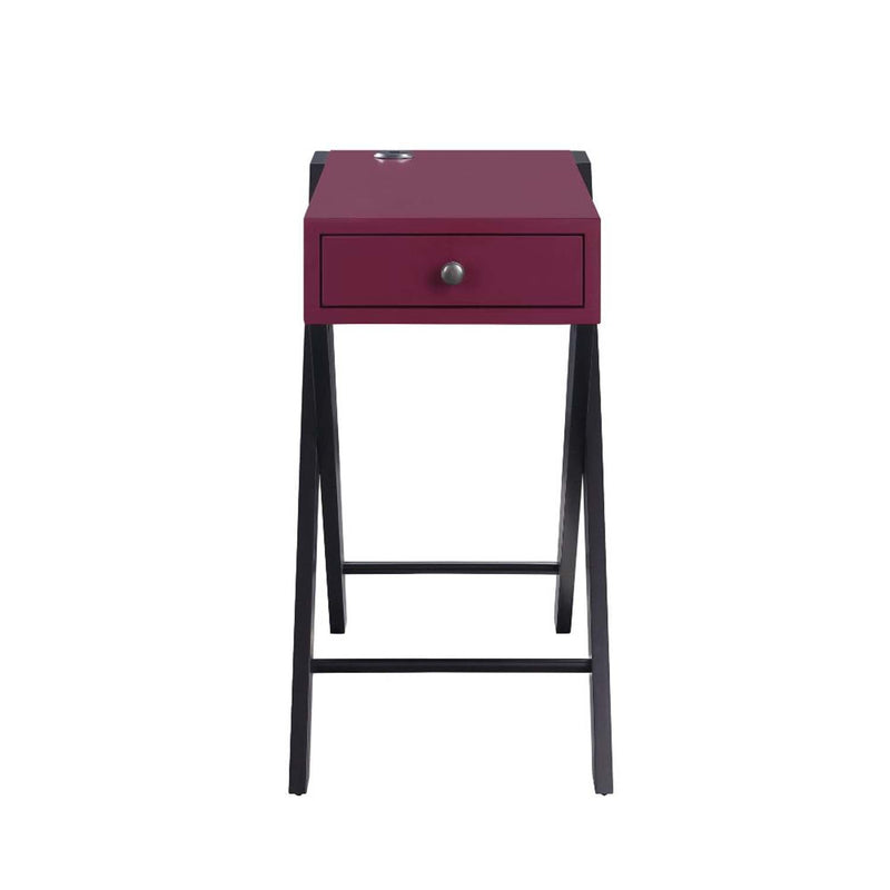 Fierce Rectangular Accent Table, Burgundy & Black Finish Acme
