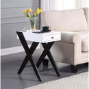 Fierce Rectangular Accent Table, White & Black Finish Acme