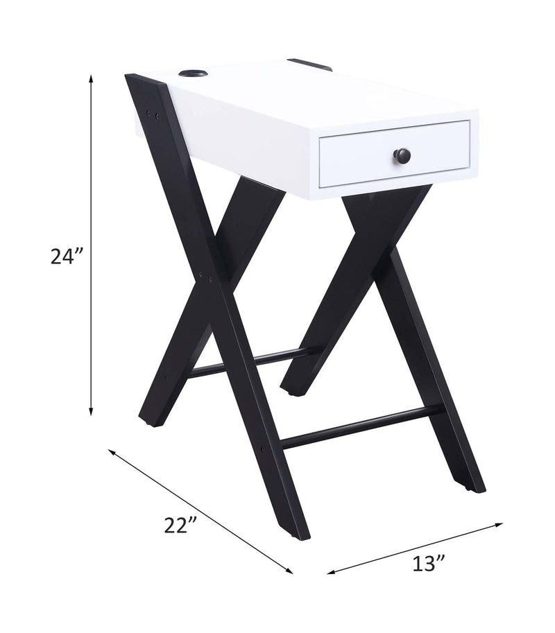 Fierce Rectangular Accent Table, White & Black Finish Acme