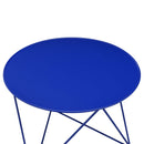 Epidia Round Accent Table, Blue Finish Acme