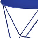 Epidia Round Accent Table, Blue Finish Acme