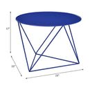 Epidia Round Accent Table, Blue Finish Acme